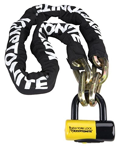 Fahrradpumpen : Kryptonite Unisex-Erwachsene New York Fahgettaboudit Chain 1415 (14Mm X 150Cm) with Ny Disc 15Mm Shackle Locks, Black / Yellow, (1410) 14mm x 60