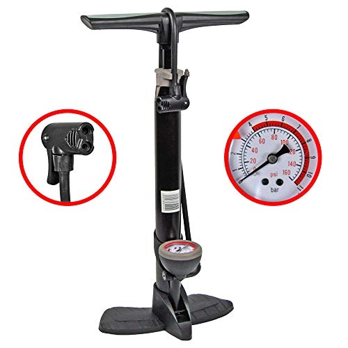 Fahrradpumpen : KS-Direkt Alu-Standfußpumpe mit Manometer Luftpumpe Standpumpe Fahrradpumpe Balpumpe Pumpe