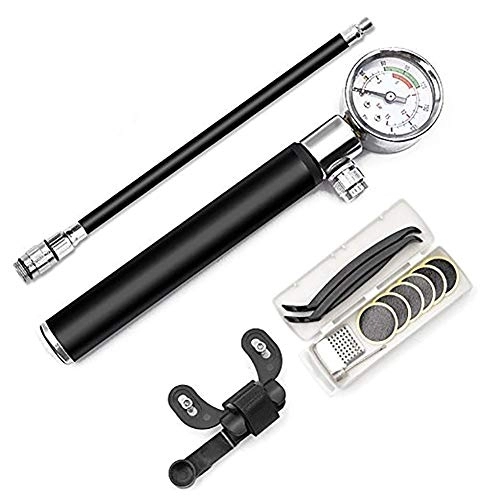 Fahrradpumpen : Mini MTB Bike Air Pump with Pressure Gauge Ultralight Portable Bicycle Tire Inflator Hand Pump Set with Tire Repair Tool for Cycling Mountain Bike