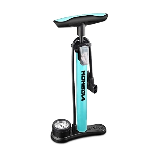 Fahrradpumpen : MOHEGIA Fahrrad-Standpumpe mit Messgerät, Luft-Fahrradpumpe mit hohem Druck 160 PSI, passend für Schrader- und Presta-Ventil, blau