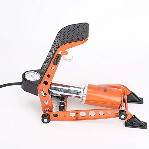 Fahrradpumpen : Multifunktionale Fahrradpumpe Auto-Inflator-Pedal-Luftpumpe Hochdruck tragbare Fahrradpedal-Luftpumpe Dauerhaft (Farbe : Orange, Size : 12x6.4cm)