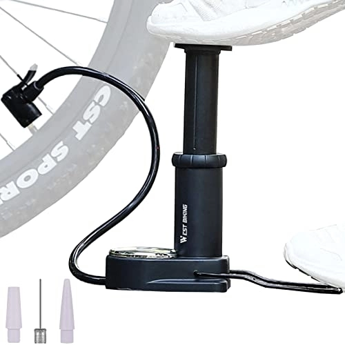 Fahrradpumpen : Plesuxfy 5 Pcs Fahrradreifenpumpe | Tragbare Mini-Fahrrad-Fußpumpe mit Manometer | Integrierte geformte Fahrradreifen-Luftpumpe für alle Fahrräder, passend für Presta- und Schrader-Ventile