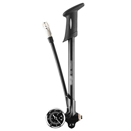 Fahrradpumpen : TGhosts Fahrradpumpe, Faltbare 300psi Hochdruck-Bike-Luftschockpumpe mit Hebel & Messgerät für Gabel- und Hinterradfahrradfahrrad (Color : Black)