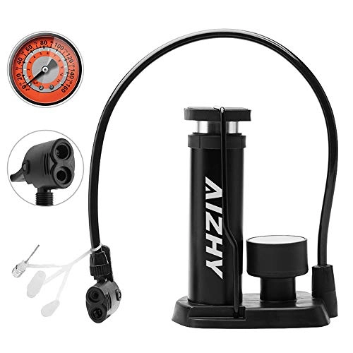 Fahrradpumpen : WEIDMAX Fahrradpumpe, tragbare Mini-Reifenpumpe Fuß-Aktivierte Pumpe Reifenfüller mit Manometer-Aufblasnadel und aufblasbarem Geräteventil, kompatibel mit Universal-Presta- und Schrader-Ventil