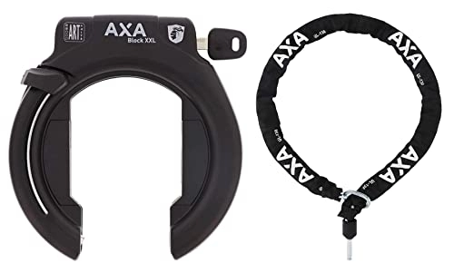 Fahrradschlösser : .AXA Block XXL Fahrrad Ringschloss Rahmenschloss Schwarz + ULC 130 Einsteckkette