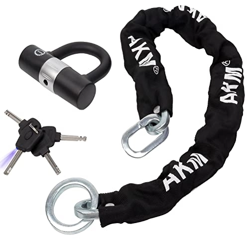 Fahrradschlösser : AKM Security Bike Chain Lock Heavy Duty Bicycle Lock Bike Disc Lock with 16mm U Lock, Motorbike Lock Black (3)