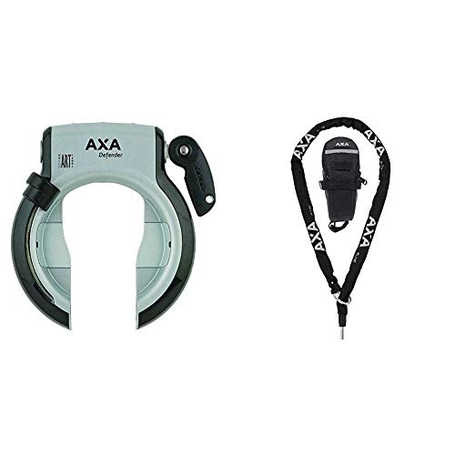 Fahrradschlösser : AXA 1X Rahmenschloss Defender, Schwarz, 4, 3x16x22 cm & RLC mit Tasche Anschlußkette, schwarz, One Size