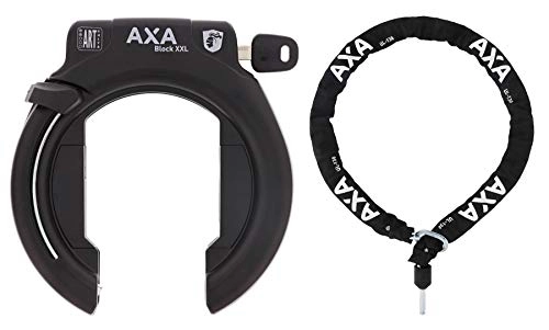 Fahrradschlösser : AXA Block XXL Fahrrad Ringschloss Rahmenschloss Schwarz + ULC 130 Einsteckkette