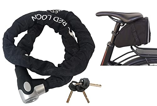 Fahrradschlösser : Fahrradschloß eBike Kettenschloß 150cm Radschloß Red Loon Motorrad Roller + Satteltasche