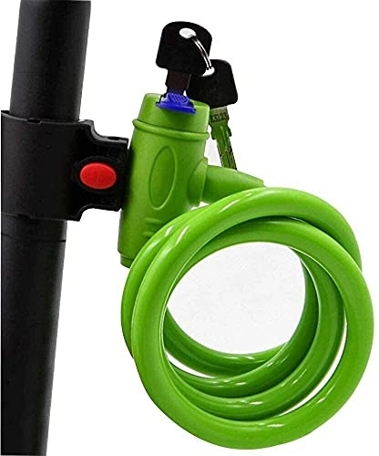 Fahrradschlösser : FURLOU Fahrradschloss, Kabelschloss, gewickelte sichere Schlüssel, tragbares Mountainbike-Drahtschloss mit Montagehalterung 1.2Mx12mm(Color:Green)