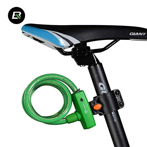 Fahrradschlösser : JLDSFPP Diebstahlsicheres Fahrradkabelschloss Wasserdichtes Fahrradrücklichtschloss Mit USB Wiederaufladbarem MTB Fahrradzubehör   Grün