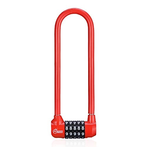 Fahrradschlösser : JLDSFPP Vorhängeschloss U-Förmige Passwortsperre Fahrrad Fünfstellige Passwortsperre Zurücksetzbares Sicherheitsschloss Passwort Gepäcktasche Anzug Hardware   Rot