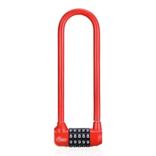 Fahrradschlösser : LMNUY fahrradschloss Vorhängeschloss U-förmige Passwortsperre Fünfstellige Passwortsperre kann frei kombiniert Werden Sicherheitsschloss Gepäck-Sicherheitsschloss-Hardware bugelschloss (Color : Red)