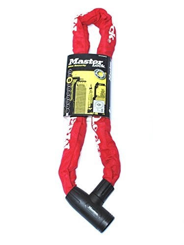 Fahrradschlösser : MASTER LOCK Fahrradschloss Stahlkettenglied [mit Schlüssel] [90 cm Kette] [Rot] 8391EURDPROCOLR - Ideal für Fahrräder