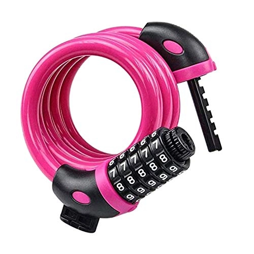 Fahrradschlösser : MHXY Kettenschloss 5-Digital-120cm Fahrradschloss Digital-Code-Kabel Fahrrad Anti-Diebstahl-Sicherheitsschloss-Password Lock hohe Festigkeit (Color : Pink)