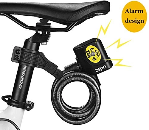 Fahrradschlösser : Sooiy Anti-Diebstahl-Kabel für Fahrrad mit Alarm Lautstärke des Alarms 110 DB dichte Fahrrad Anti-Diebstahl-Vorhängeschloss, Diebstahl-Alarmanlage für die Sicherheit