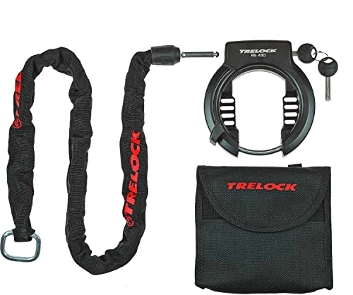 Fahrradschlösser : Trelock RS 430 Fahrrad Rahmenschloss + Anschlusskette ZR355 + Tasche 100 cm