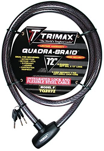 Fahrradschlösser : Trimax Trimaflex integriertes Kabelschloss mit Schlüssel, 1, 8 m L x 20 mm, TQ2072, Kartenverpackung, schwarz