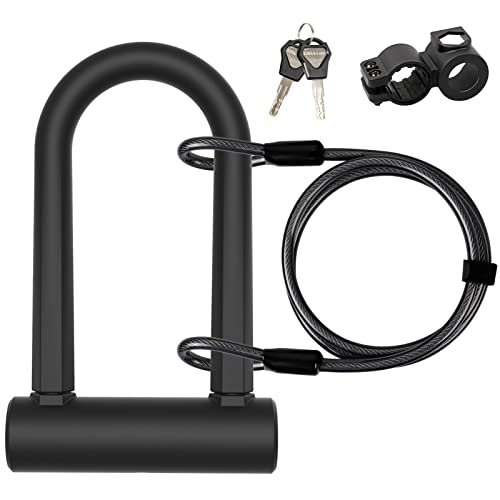 Fahrradschlösser : UBULLOX Bike U Lock Heavy Duty Bike Lock Bicycle U Lock, 16mm Shackle and 6ft Length Security Cable with Sturdy Mounting Bracket for Bicycle, Motorcycle and More