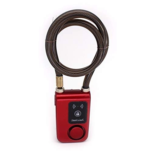 Fahrradschlösser : You will think of me Fahrradschloss Anti-Verlorene Warnung Keyless Fahrrad-Motorrad-Tor Tür Anti-Diebstahl-Alarm 110dB Telefon APP Steuerung Bluetooth Smart Lock 0.2 (Color : Red)