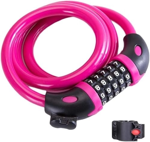 Fahrradschlösser : ZECHAO Raddrahtdrahtstahlkabelschloss, hohe Sicherheits-Diebstahl-Ring-Lock 5-Ziffer-Kombination Stahldrahtcode-Lock for Motorrad, Fahrrad, Tür Fahrradschloss (Color : Pink, Size : 1.2m)