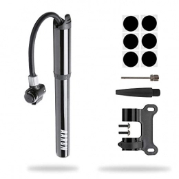AARON Pocket One - Bomba de aire compacta para bicicleta, pequeña, ligera y portátil, alta presión, 100 psi/7 bar, mini bomba de ruedas, color negro