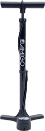 amiGO Accesorio Amigo Bomba de aire M3 con manómetro – Bomba de bicicleta para todas las válvulas, válvula Dunlop francesa, válvula de coche, bomba de pie, 11 bar / 160 psi, color negro