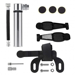 Eastbride Bombas de bicicleta Eastbride Bomba de aleación de Aluminio para Bicicleta + Kit de reparación de neumáticos, Mini Cilindro Inflable Manual, se Ajusta a la válvula Presta & Schrader-Silver_B