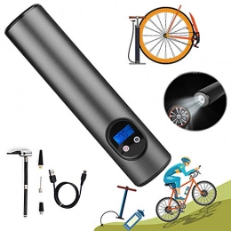 LICHUXIN Accesorio Mini portátil la bomba bicicletas, neumáticos bomba inflado, preajuste presión neumáticos bomba bicicleta con LED Digital neumático manómetro luz de emergencia, Apto para todas las bicicletas, Gris