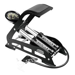 WEIDMAX Accesorio WEIDMAX Bomba de pie portátil para neumático de Bicicleta, con Doble Barril y Doble Cilindro, manómetro y Cabezal de válvula Inteligente