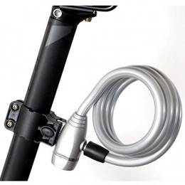 Aini Accesorio Aini Cable de Seguridad de Bicicletas, Bicicletas de Bloqueo de Cable portátil de Bloqueo de Teclas Negrita y Alargada Cable de Acero en Espiral de Bicicletas Cerraduras, 1200 X 12mm (Color : Silver)