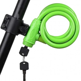 Aini Cerraduras de bicicleta Aini Cable de Seguridad de Bicicletas, Bicicletas portátil Cable Lock Key Lock de Acero Cable en Espiral Bloquea la Bicicleta, 1200mm de Largo (Color : Green)