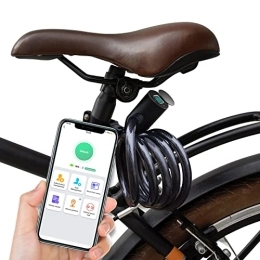 Anweller Accesorio Anweller Candado para bicicleta, resistente al agua, portátil, con 20 huellas dactilares, antirrobo, alambre de acero de 12 mm (negro)