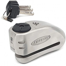 Artago Accesorio Artago 32 Candado antirrobo Moto Disco Alarma Don't Touch 120 db Alta Gama, ø15 Cierre S.A.A, homologado Sra, Acero Inoxidable
