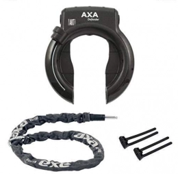 Defender Cerraduras de bicicleta Axa Defender Art Candado Marco con Axa Cadena RLC100 + Axa-Flex, Trasera, Negro