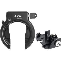 AXA Cerraduras de bicicleta Axa Unisex – Adultos Solid Plus Set de marco y bloqueo de batería, negro, talla única