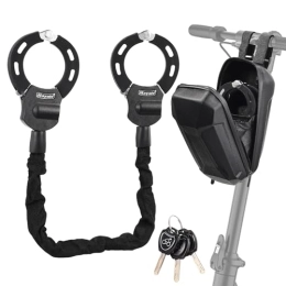Blanketswarm Candado de cadena para bicicleta, adopta un diseño de bloqueo de doble anillo, accesorios para scooter eléctrico, cerraduras de bicicleta duraderas resistentes antirrobo, bloqueo de