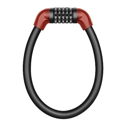 LQSXJGRT Accesorio Bloqueo de bicicleta O-Lock, cable antirrobo Bloqueo de bicicleta, 42 cables de acero engrosados, resistente a cortes, bloqueo de cable de contraseña de 5 dígitos, Rojo, 570mm