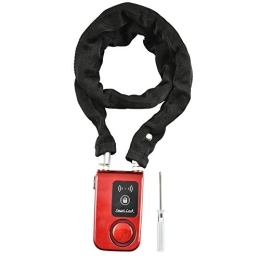 Akozon Accesorio Bloqueo de cadena, Y797G Impermeable Inteligente Bluetooth Bloqueo de cadena de bicicleta Bloqueo de alarma antirrobo Control de teléfono inteligente antirrobo Bloqueo rojo para alarma de vibración