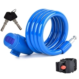 PURRL Cerraduras de bicicleta Cable de candado para bicicleta, cable combinado básico autoenrollable para bicicleta, candados para bicicleta con soporte de montaje de cortesía, diámetro de 1 / 2 pulgada (Color : Blue, Size :