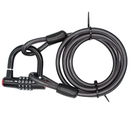 WANLIAN Accesorio Cable Lock, Candado Bicicleta - Cable de acero para bicicleta (9.78 mm de grosor, resistente, recubierto de vinilo, flexible, con extremo de bucle) & Candado en U para bicicleta