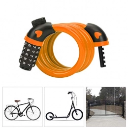 KuaiKeSport Accesorio Candado Bici con Código de 5 Dígitos, Candado Bicicleta Alta Seguridad Candado en Espiral, Protección Contra la Corrosión Candado Bicicleta Cable Antirrobo Bicicleta para Candado Triciclo, Naranja, 120cm