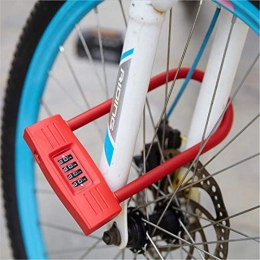 Dfghbn Cerraduras de bicicleta Candado De Bicicleta Bloqueo de bicicletas en forma de U anti-robo Código de cuatro dígitos Bloqueo de alambre opcional Bloqueo de bicicleta No Smart Electronic Lock ( Color : Red , Size : One size )