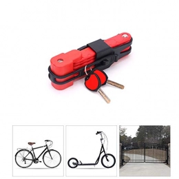 KuaiKeSport Accesorio Candado de Bicicleta Plegable, Candado Plegable con Soporte - Cerradura de Bicicleta de 6 Articulaciones, Candados Plegables Candado Bici para Bicicleta de Montaña / Bicicleta de Carretera, Rojo