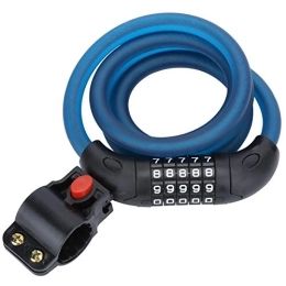 Keenso Accesorio Candado de cable de bicicleta, candado de cable de freno de disco de bicicleta de montaña candado de bicicleta antirrobo de 5 dígitos para trabajo pesado para motocicleta scooter eléctrico(Azul)