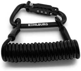 KOHLBURG Accesorio Candado de combinación de 5 mm de grosor para el bolsillo. Candado de cable seguro de 145 cm de largo como candado para casco y cochecito. Adecuado como candado para el casco de moto.