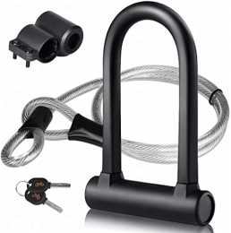 DINOKA Accesorio Candado en U, U Lock DINOKA Candado Bicicleta Alta Seguridad de 16mm con Abrazadera de Soporte + 1200mm de Cable de Acero trenzado flexible.