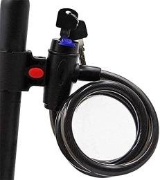 BAFAFA Accesorio Candado para bicicleta, candado de cable, llaves seguras en espiral, candado de alambre portátil para bicicleta de montaña con soporte de montaje de 1, 2 mx 12 mm (color: rosa) (negro)
