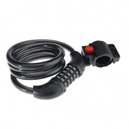ENET Accesorio Candado para bicicleta, combinación de cable de seguridad, candado de cadena con 5 dígitos de número y soporte para bicicleta Roller Outdoor 1, 2 m x 12 mm, color negro