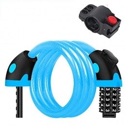 ZWRY Accesorio Candado ZWRY Candado Bicicleta Mountain Bike 5 Digit Code Combination Security Electric Cable Lock Anti-Theft Cycling Bicycle Accessories 125cm Azul